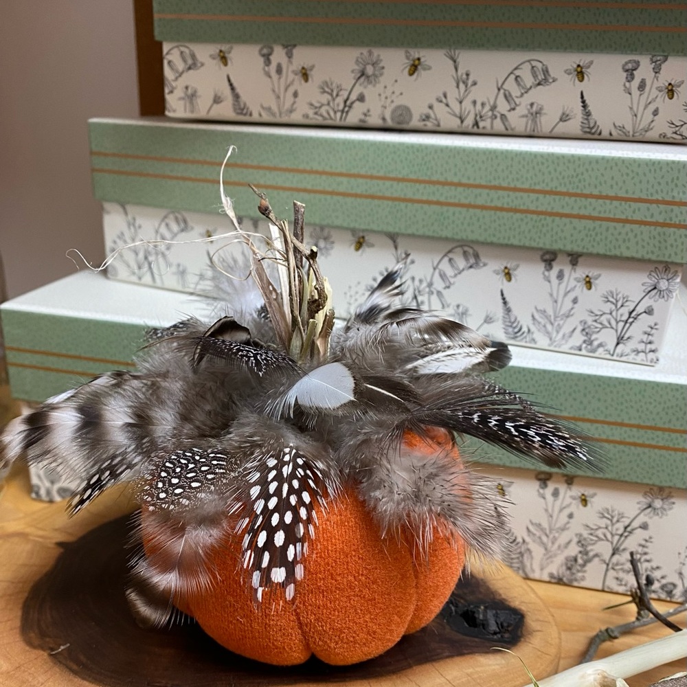 Modern orange Farmhouse fall pumpkin decor handmade - Picture 2 of 3